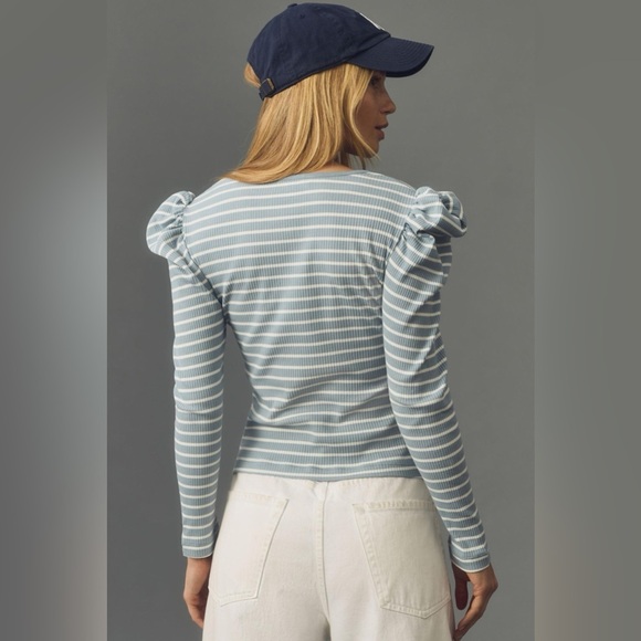 NWT Anthropologie Porridge Puff-Sleeve Tie-Front Top - Picture 7 of 7